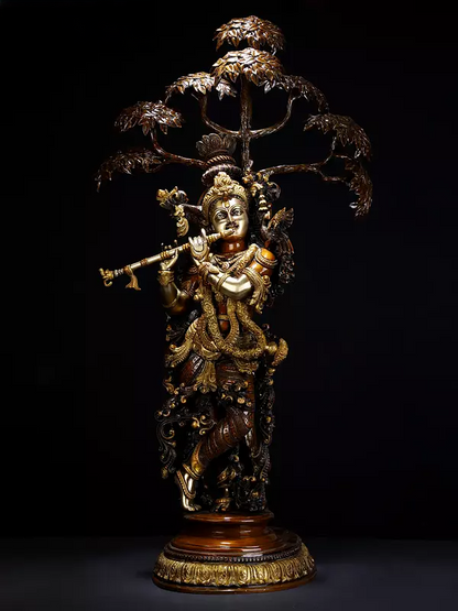 Brassaura® Brass Krishna Statue | Height 35 Inches & Weight 28.45 kg