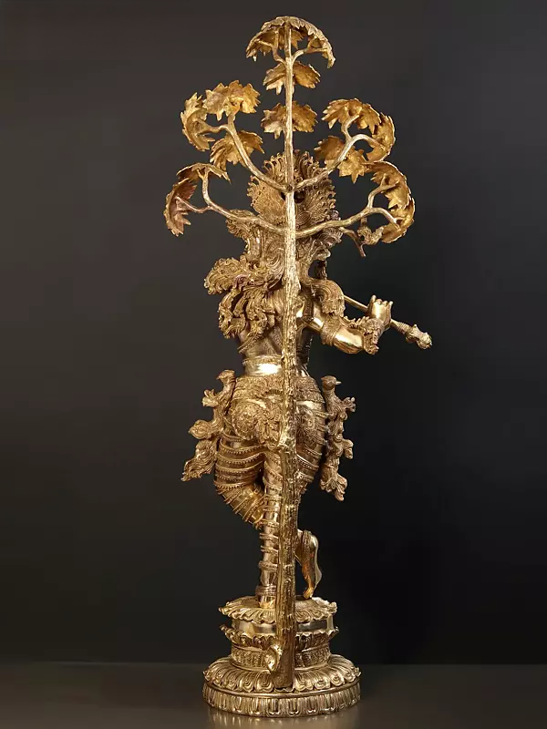 Brassaura® Brass Krishna Statue | Height 145 cm & Weight 75.58 kg