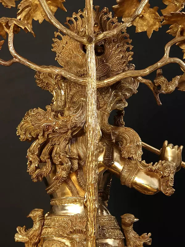 Brassaura® Brass Krishna Statue | Height 145 cm & Weight 75.58 kg