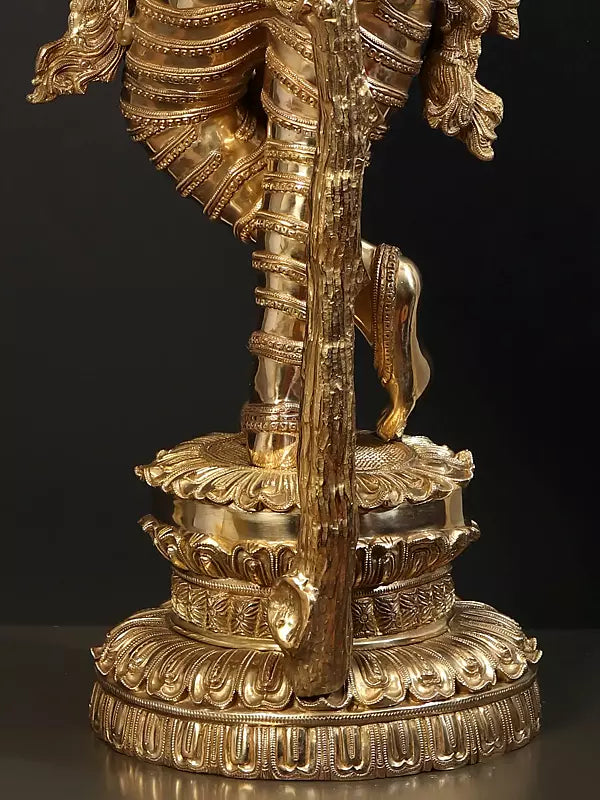 Brassaura® Brass Krishna Statue | Height 145 cm & Weight 75.58 kg