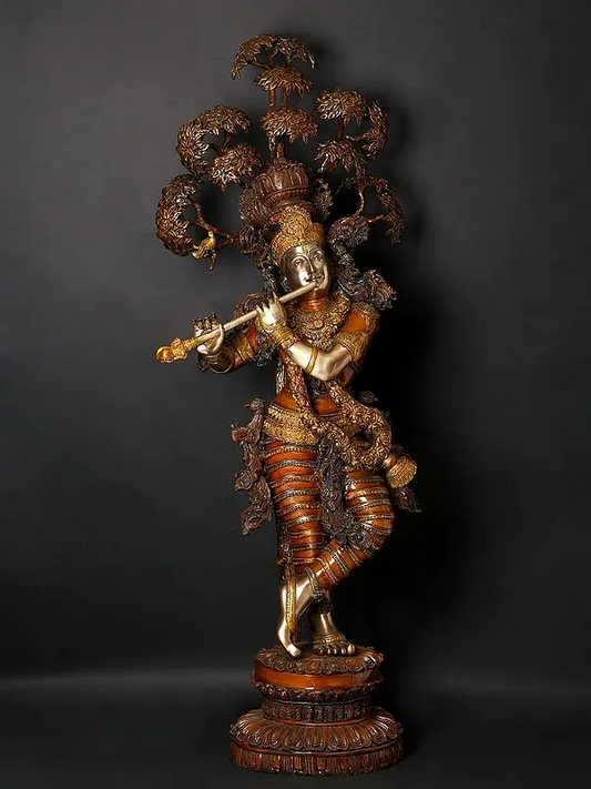 Brassaura® Brass Krishna Statue | Height 57 Inches & Weight 75.58 kg