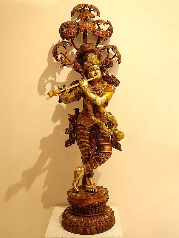 Brassaura® Brass Krishna Statue | Height 57 Inches & Weight 75.58 kg
