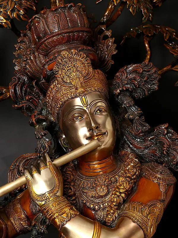 Brassaura® Brass Krishna Statue | Height 57 Inches & Weight 75.58 kg