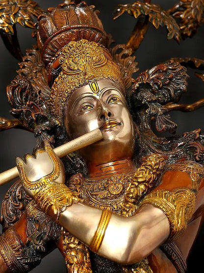 Brassaura® Brass Krishna Statue | Height 57 Inches & Weight 75.58 kg