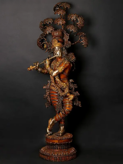 Brassaura® Brass Krishna Statue | Height 57 Inches & Weight 75.58 kg