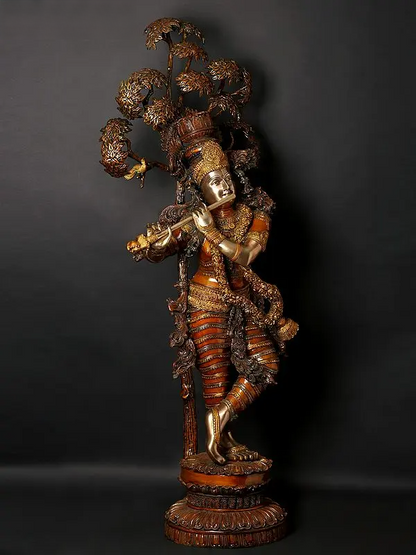 Brassaura® Brass Krishna Statue | Height 57 Inches & Weight 75.58 kg