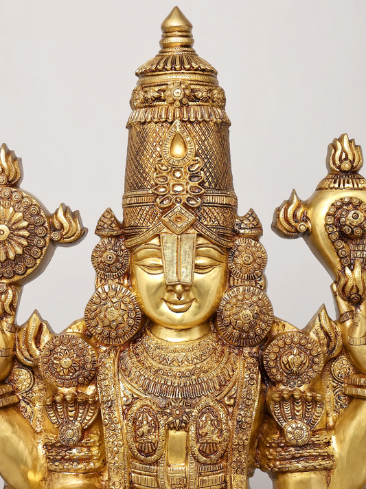 Estátua de Lord Venkateshwara Brassaura® | Latão | Altura 1,20 m e Peso 48 kg
