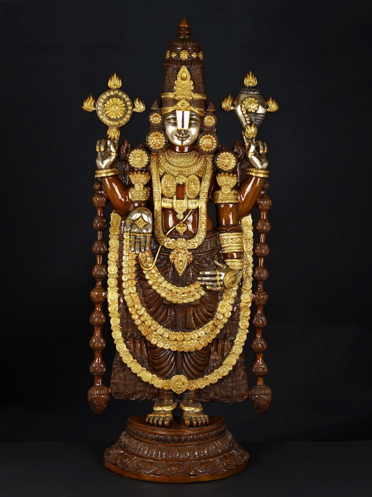 Estátua Brassaura® de Lord Venkateshwara | Latão | Altura 1,19 m e Peso 48 kg