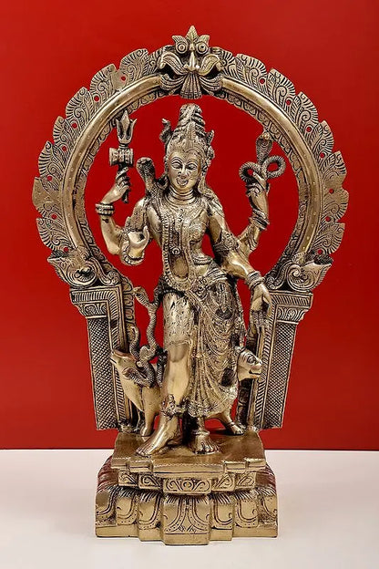 Brassaura™ Brass Ardhanarishvara (Shiva Shakti) Statue | Height 20 Inches & Weight 12.23 kg
