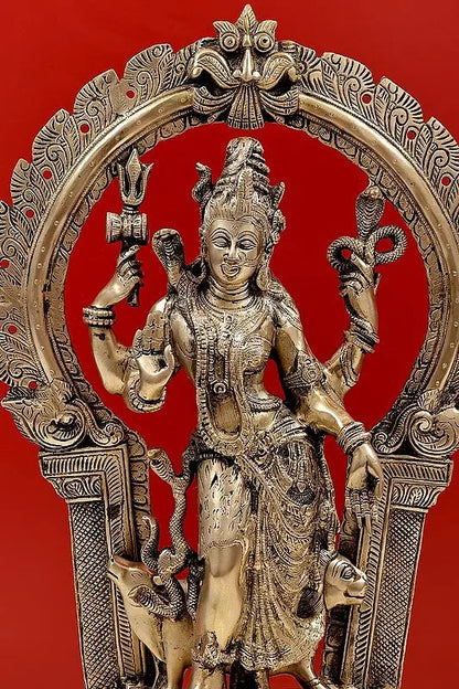 Brassaura™ Brass Ardhanarishvara (Shiva Shakti) Statue | Height 20 Inches & Weight 12.23 kg