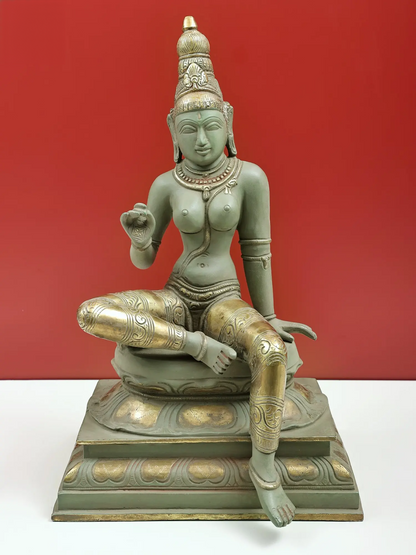 Brassaura® Brass Goddess Parvati Statue | Height 16.93 Inches & Weight 11.46 kg