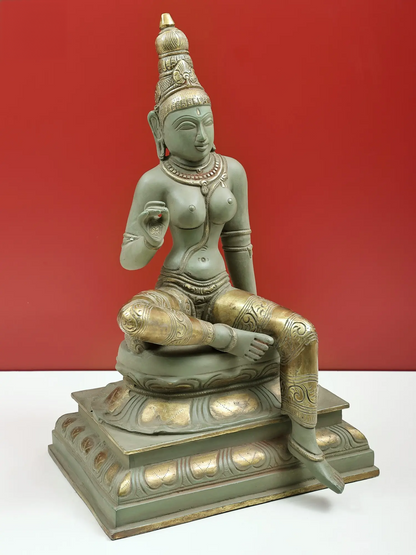 Brassaura® Brass Goddess Parvati Statue | Height 16.93 Inches & Weight 11.46 kg