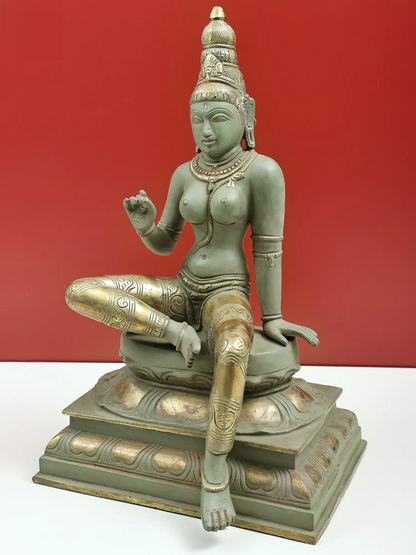 Brassaura® Brass Goddess Parvati Statue | Height 16.93 Inches & Weight 11.46 kg