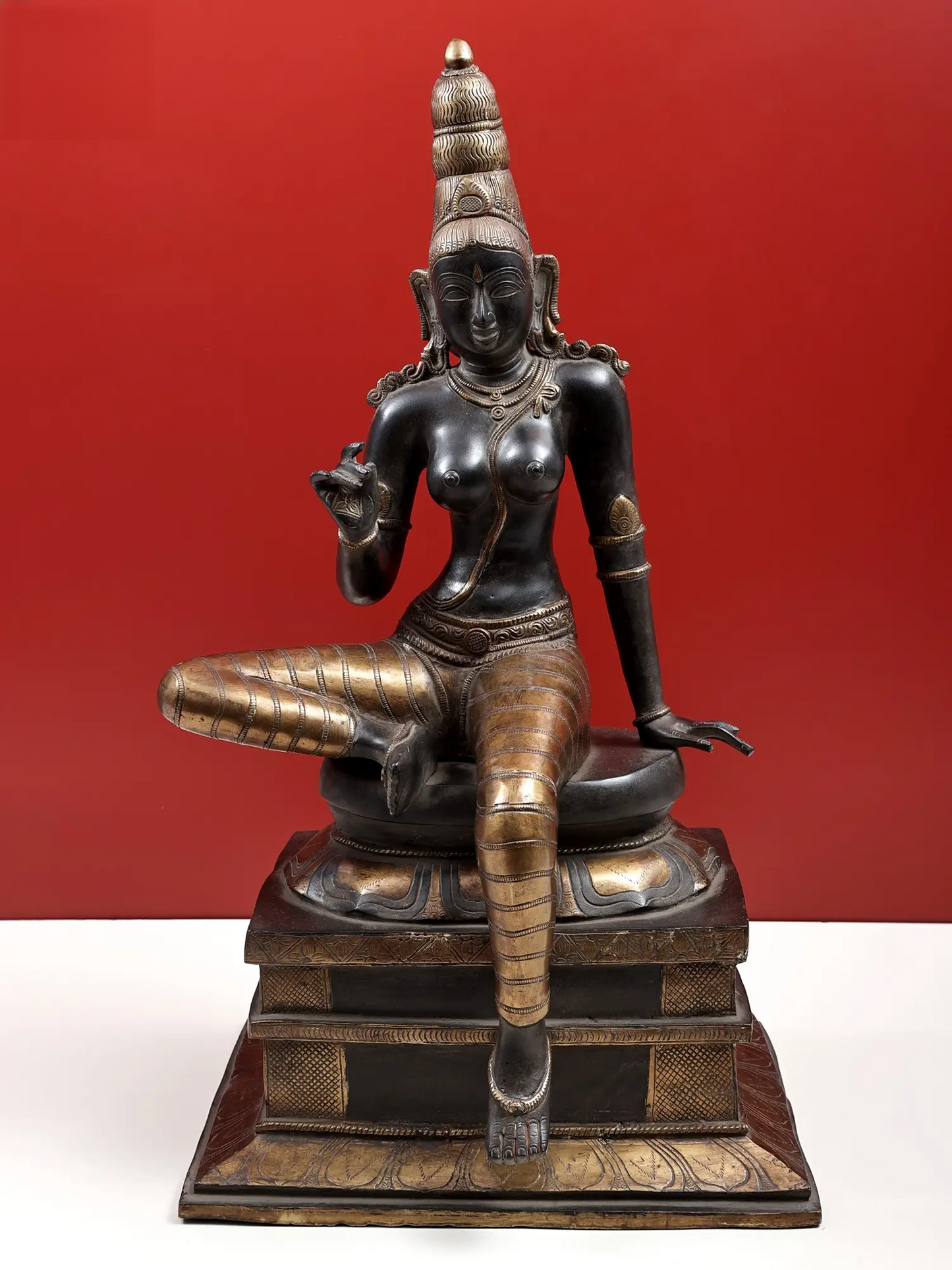 Brassaura® Brass Goddess Parvati Statue with Inlay Work | Height 25 Inches & Weight 26.89 kg