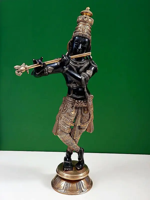 Brassaura® Brass Krishna Statue | Height 23 Inches & Weight 8.20 kg