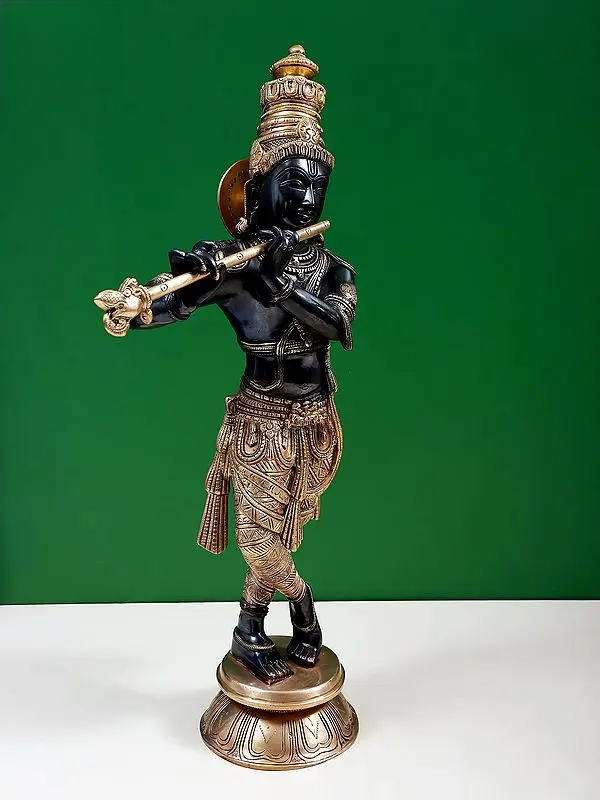 Brassaura® Brass Krishna Statue | Height 23 Inches & Weight 8.20 kg