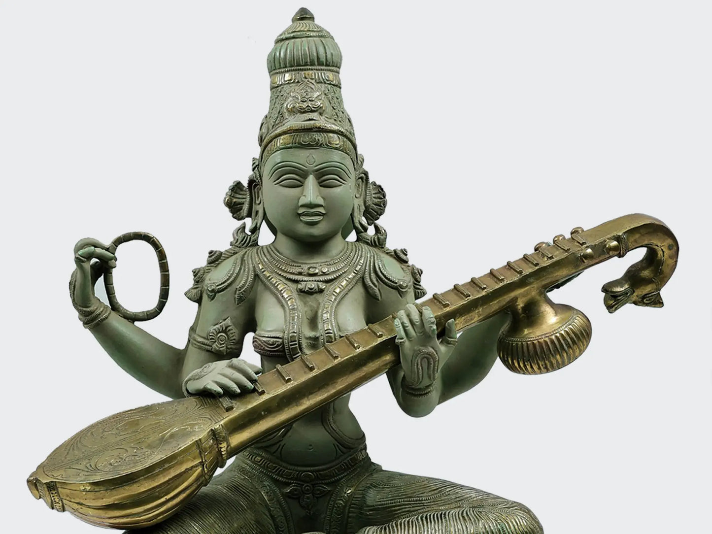 Brassaura® Brass Goddess Saraswati Statue | Height 22.44 Inches & Weight 29 kg