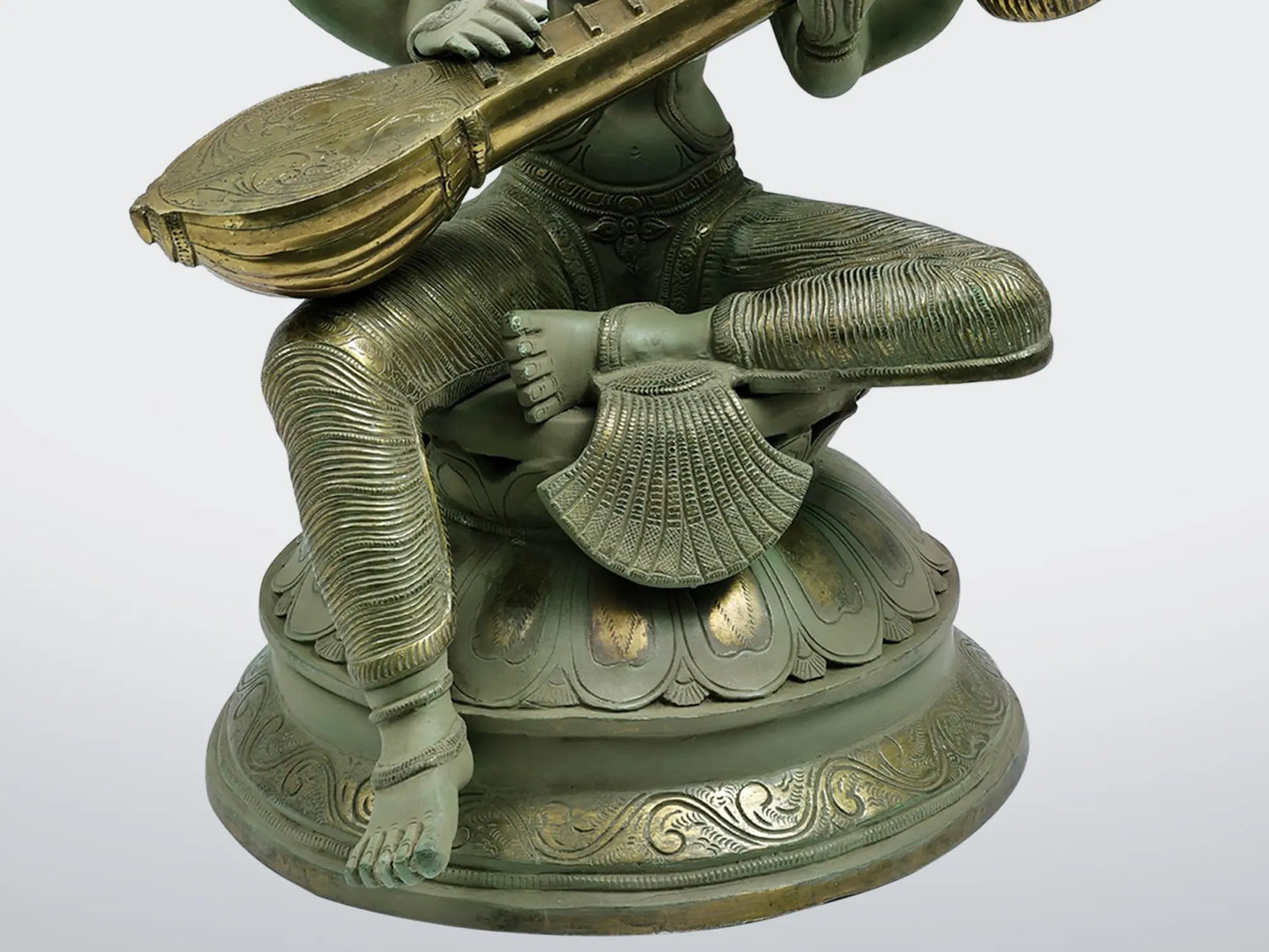 Brassaura® Brass Goddess Saraswati Statue | Height 22.44 Inches & Weight 29 kg