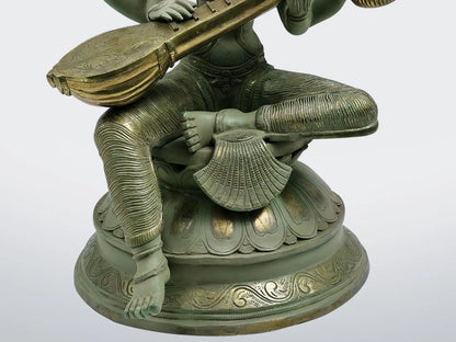 Brassaura® Brass Goddess Saraswati Statue | Height 22.44 Inches & Weight 29 kg