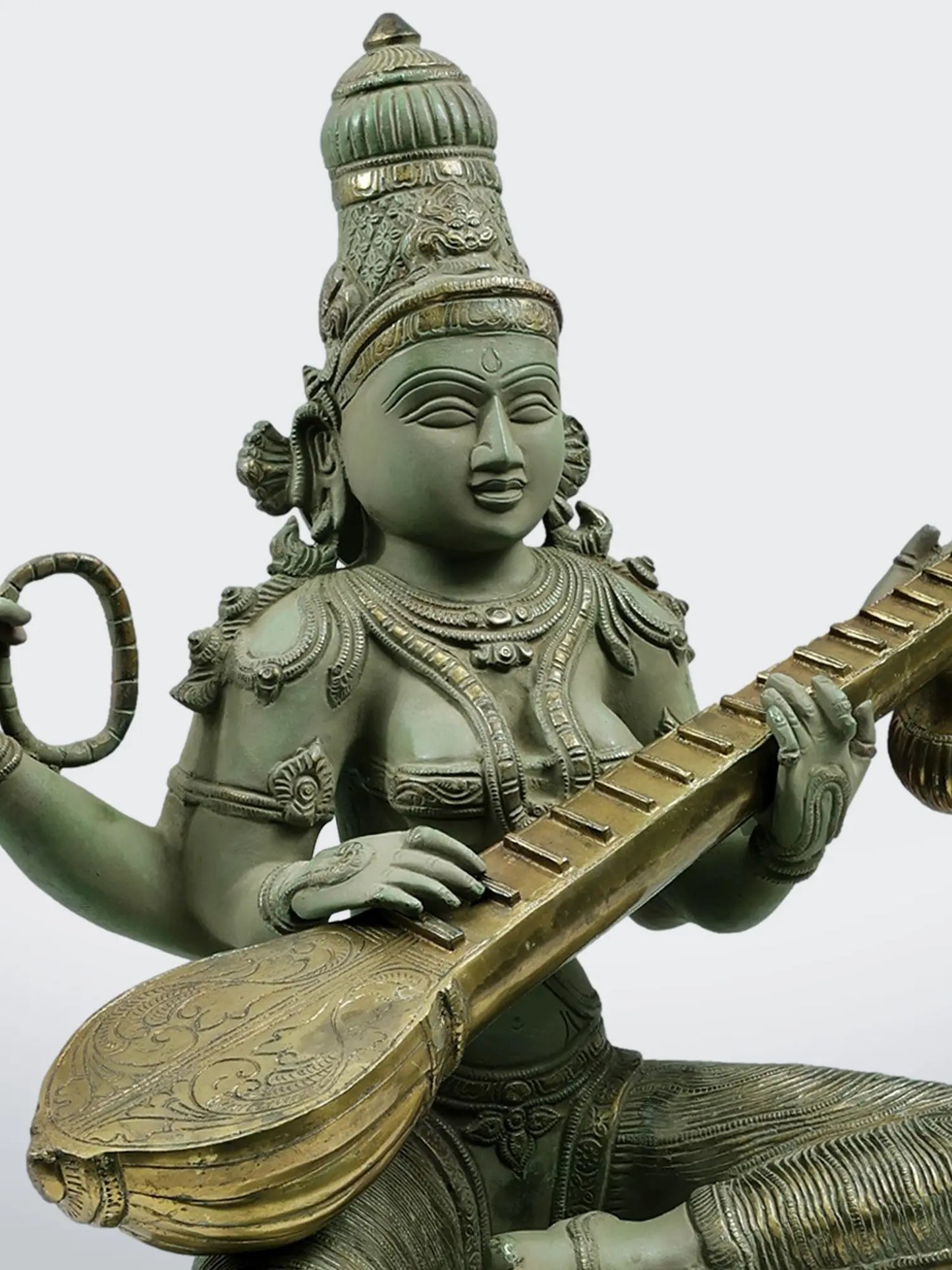 Brassaura® Brass Goddess Saraswati Statue | Height 22.44 Inches & Weight 29 kg