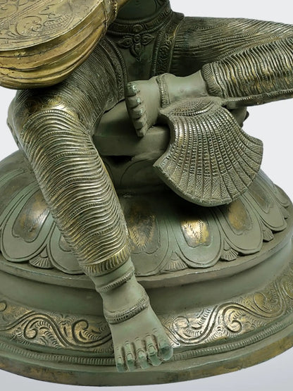 Brassaura® Brass Goddess Saraswati Statue | Height 22.44 Inches & Weight 29 kg
