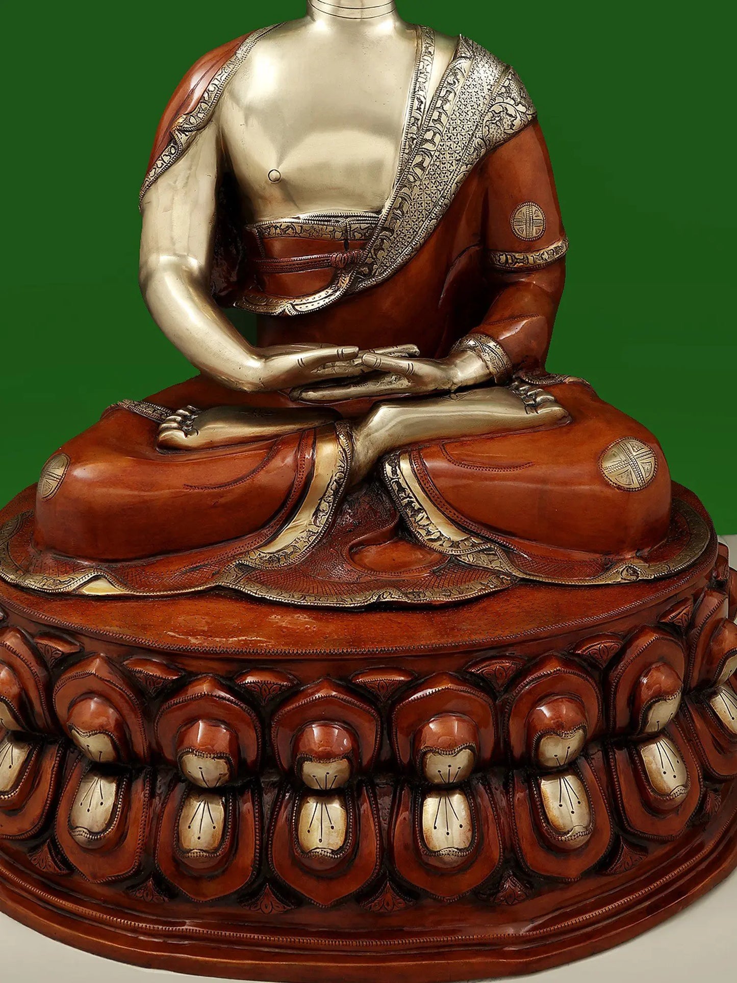 Brassaura® Meditating Buddha on Lotus Pedestal | Pure Brass | Height 36 Inches & Weight 43 kgs
