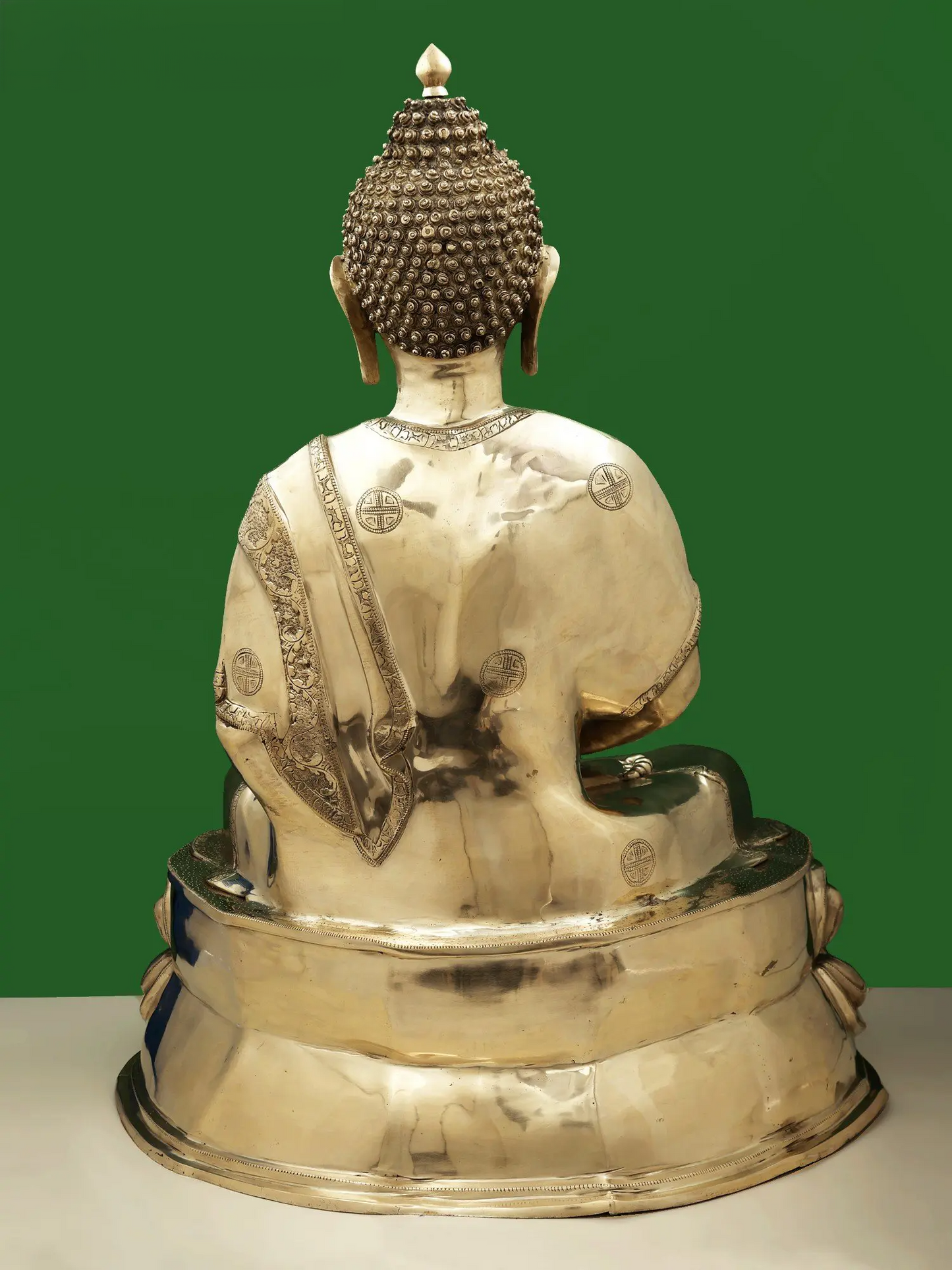 Brassaura® Meditating Buddha on Lotus Pedestal | Pure Brass | Height 36 Inches & Weight 43 kgs
