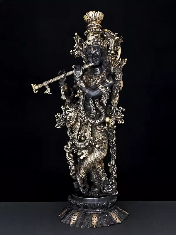 Brassaura® Brass Krishna Statue | Height 26 Inches & Weight 14.96 kg