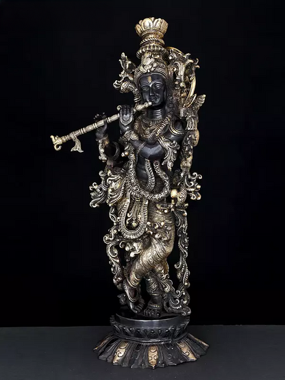 Brassaura® Brass Krishna Statue | Height 26 Inches & Weight 14.96 kg