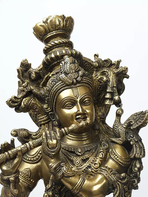 Brassaura® Brass Krishna Statue | Height 26 Inches & Weight 14.96 kg