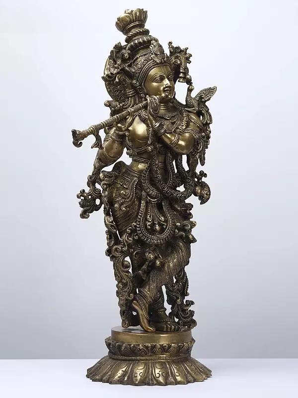 Brassaura® Brass Krishna Statue | Height 26 Inches & Weight 14.96 kg