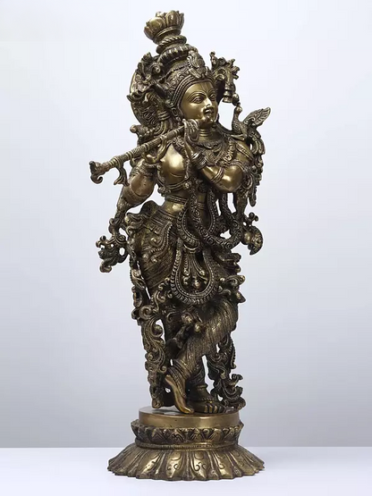 Brassaura® Brass Krishna Statue | Height 26 Inches & Weight 14.96 kg