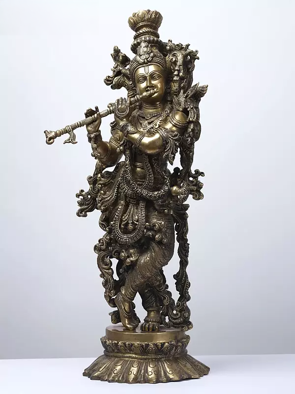 Brassaura® Brass Krishna Statue | Height 26 Inches & Weight 14.96 kg