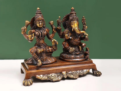 Brassaura™ Lakshmi Ganesha Idol | Height 6 Inches & Weight 2.13 kgs