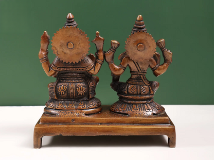 Brassaura™ Lakshmi Ganesha Idol | Height 6 Inches & Weight 2.13 kgs