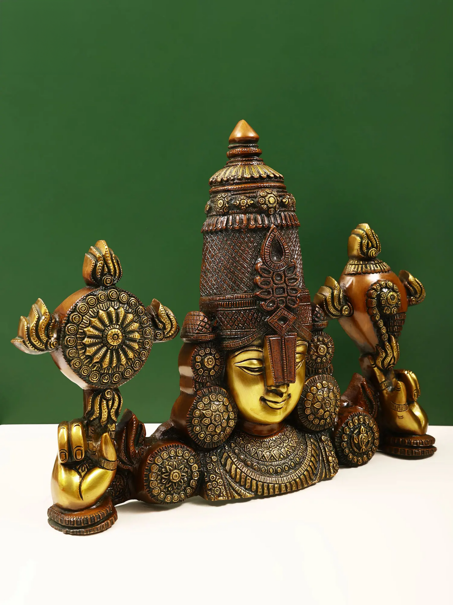 Brassaura® Lord Balaji Bust Brass Statue | Height 15 Inches & Weight 9.76 kgs