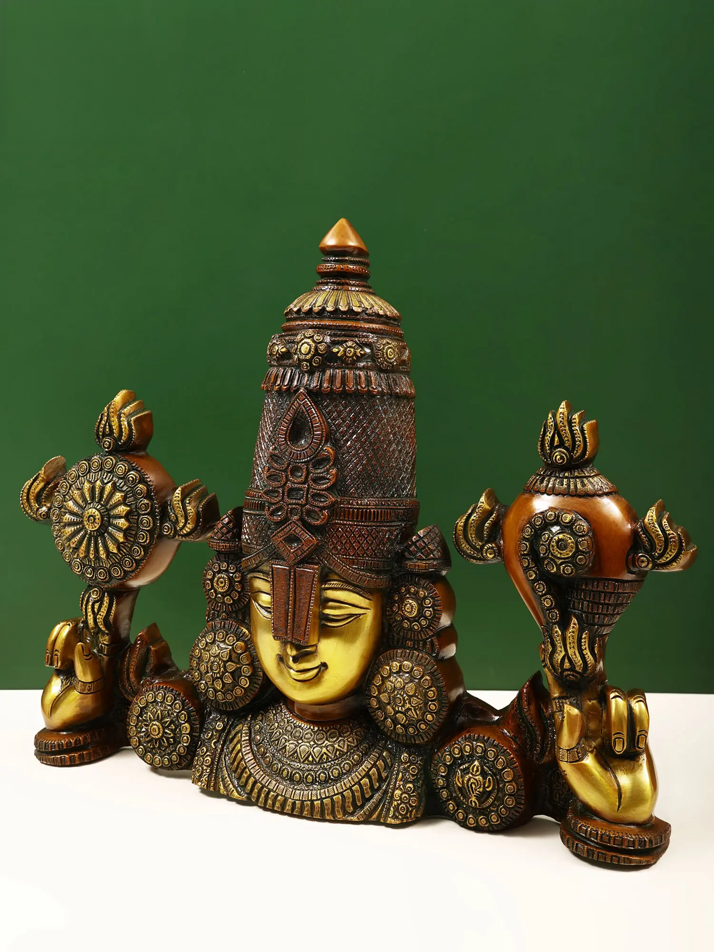 Brassaura® Lord Balaji Bust Brass Statue | Height 15 Inches & Weight 9.76 kgs