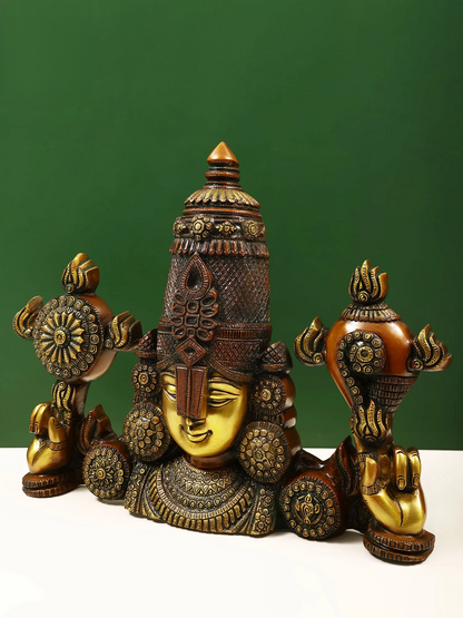 Brassaura® Lord Balaji Bust Brass Statue | Height 15 Inches & Weight 9.76 kgs
