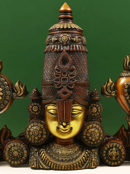 Brassaura® Lord Balaji Bust Brass Statue | Height 15 Inches & Weight 9.76 kgs