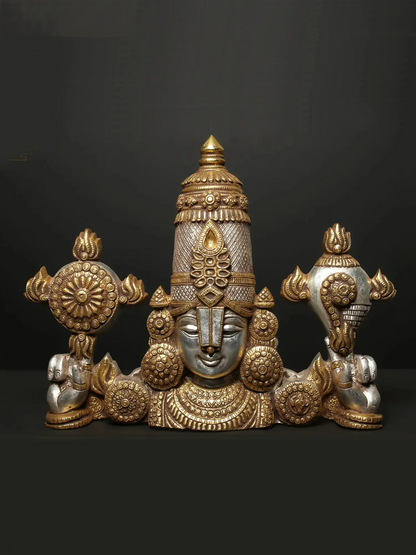 Brassaura® Lord Balaji Bust Brass Statue | Height 15 Inches & Weight 9.76 kgs