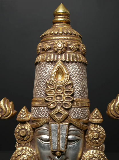 Brassaura® Lord Balaji Bust Brass Statue | Height 15 Inches & Weight 9.76 kgs