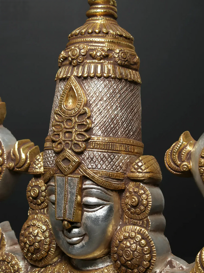 Brassaura® Lord Balaji Bust Brass Statue | Height 15 Inches & Weight 9.76 kgs