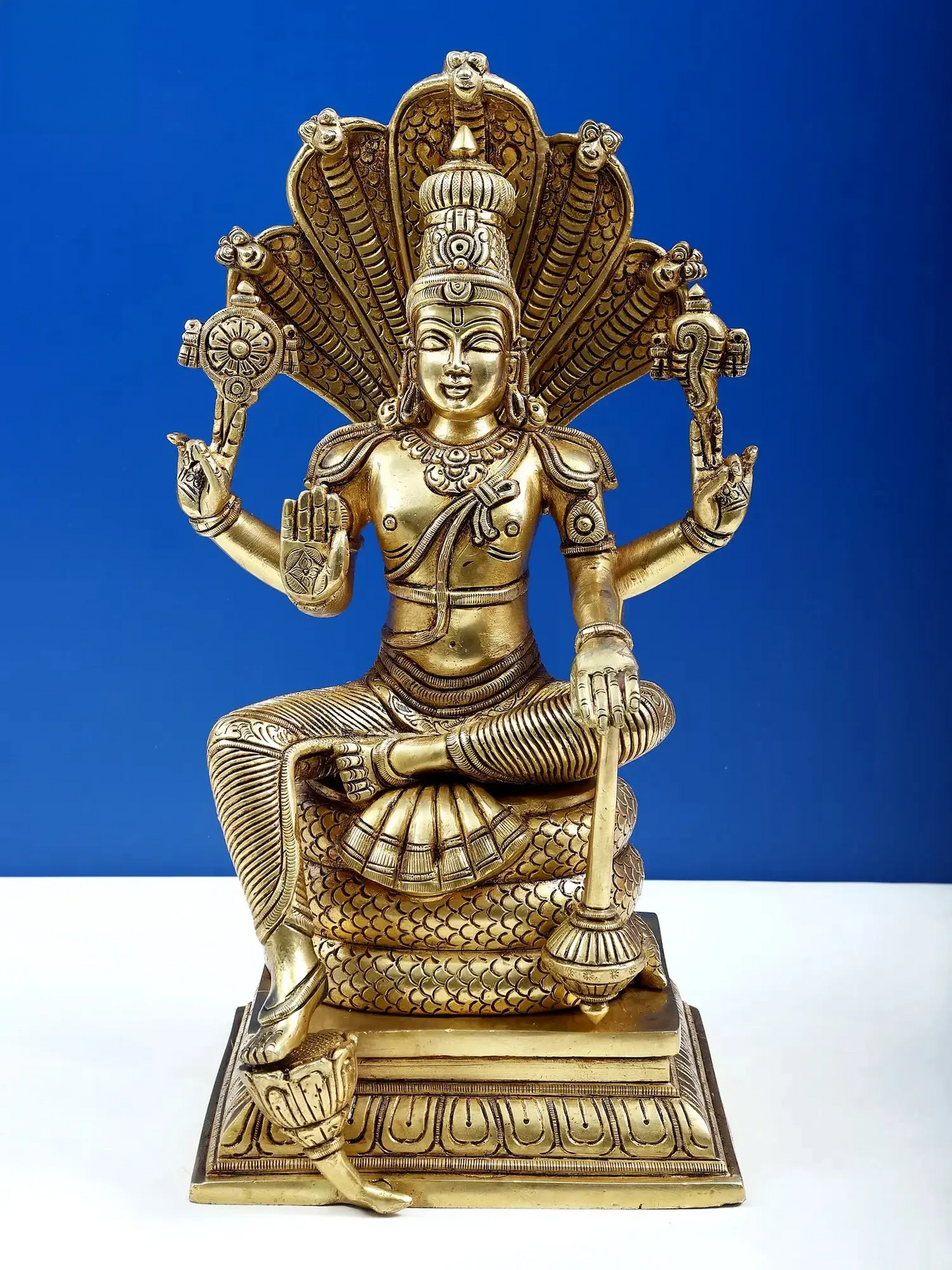 Brassaura® Lord Vishnu on Sheshnag Brass Statue | Height 14 Inches & Weight 8.30 kgs