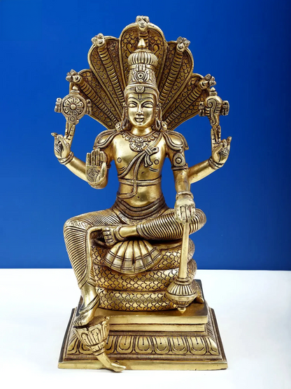 Brassaura® Lord Vishnu on Sheshnag Brass Statue | Height 14 Inches & Weight 8.30 kgs