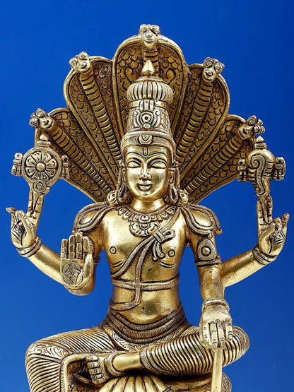Brassaura® Lord Vishnu on Sheshnag Brass Statue | Height 14 Inches & Weight 8.30 kgs