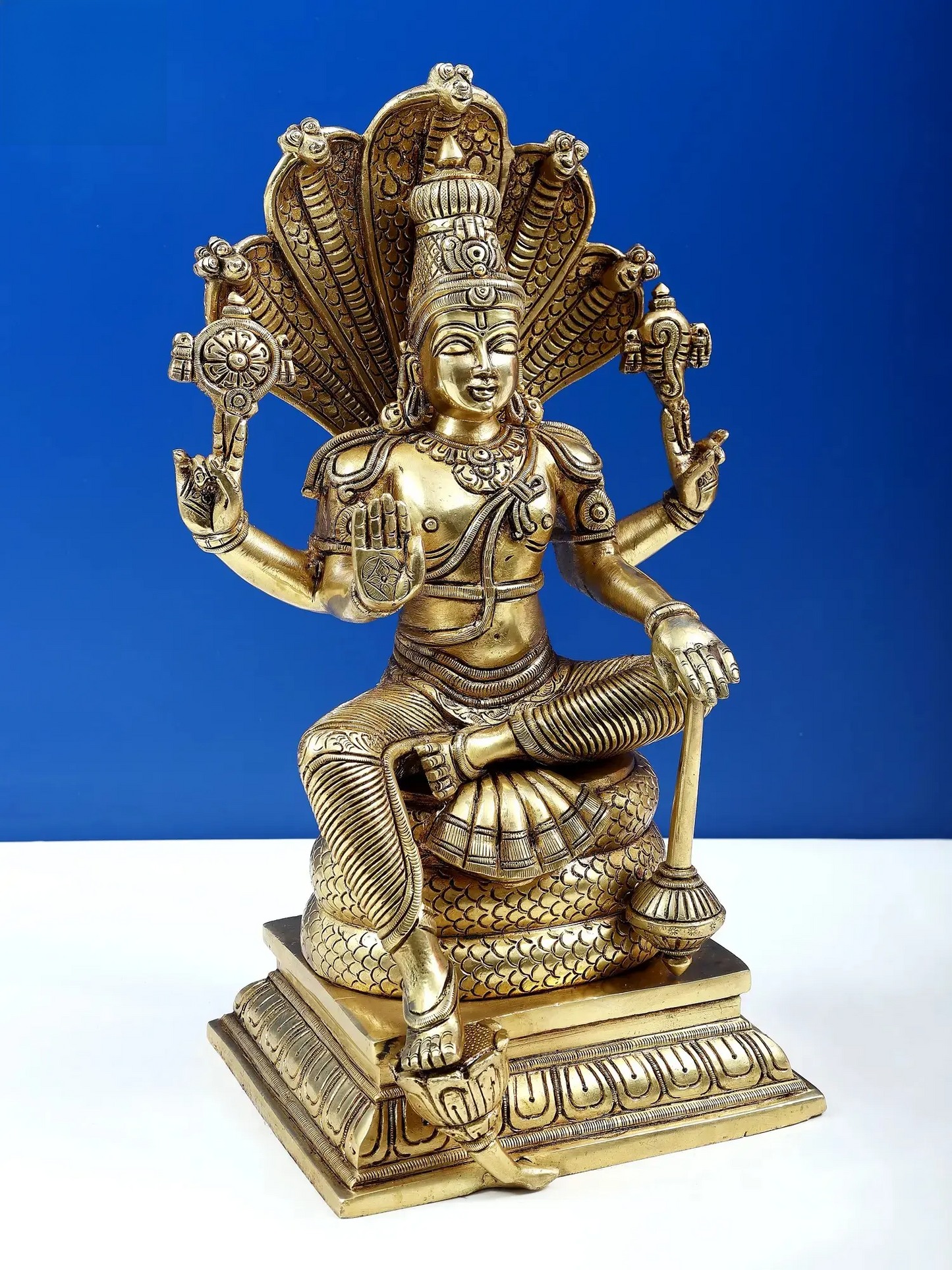 Brassaura® Lord Vishnu on Sheshnag Brass Statue | Height 14 Inches & Weight 8.30 kgs