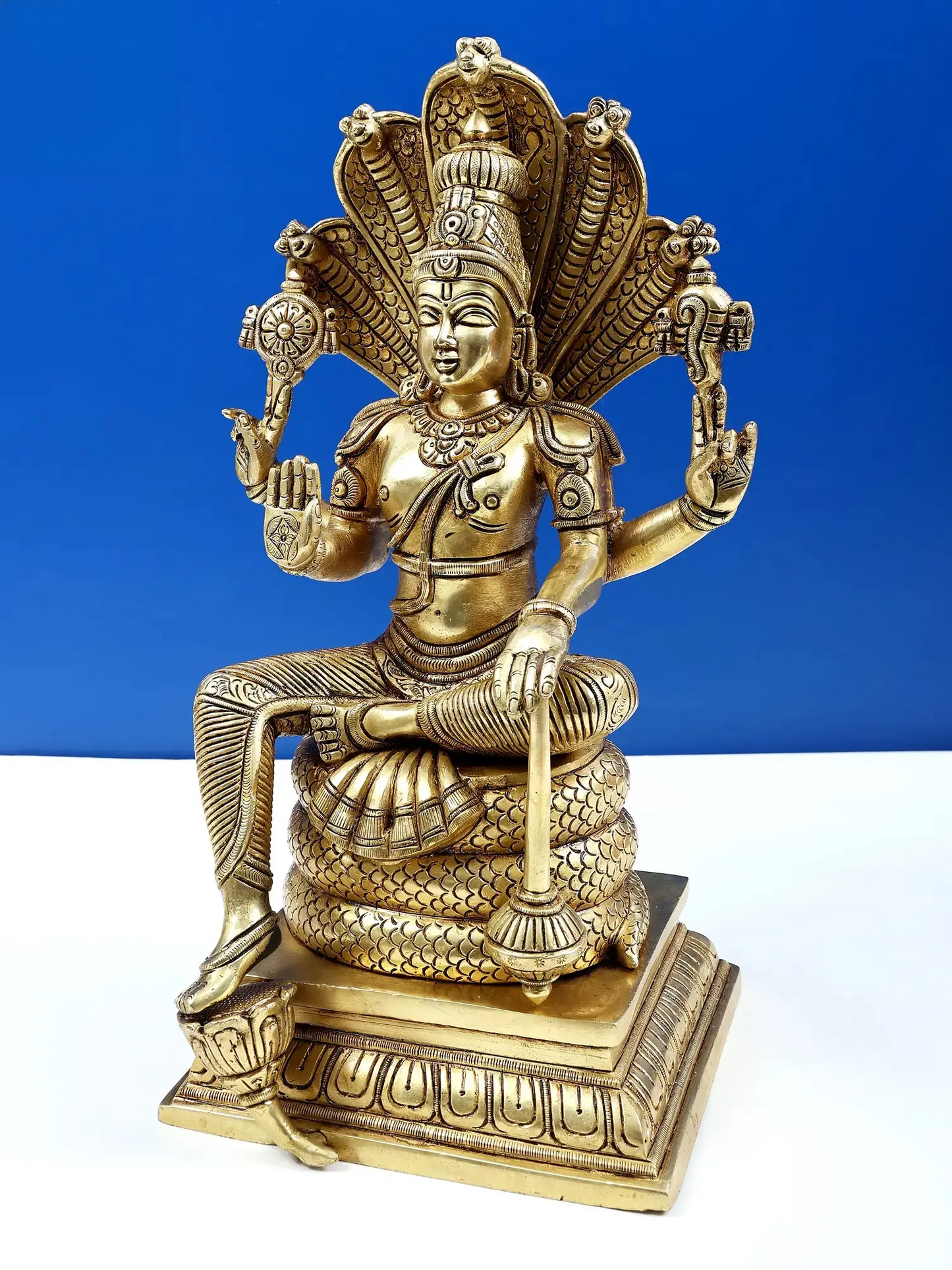 Brassaura® Lord Vishnu on Sheshnag Brass Statue | Height 14 Inches & Weight 8.30 kgs