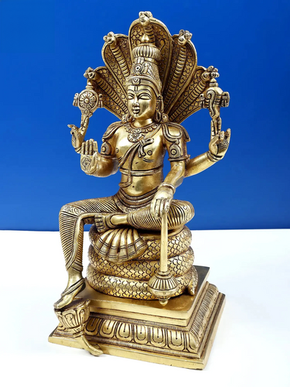 Brassaura® Lord Vishnu on Sheshnag Brass Statue | Height 14 Inches & Weight 8.30 kgs