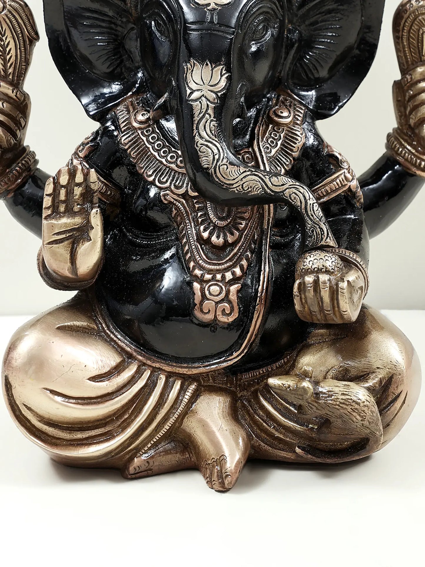 Brassaura™ Black & Antique Finish Lord Ganesha Idol | Height 9 Inches & Weight 3.94 kgs