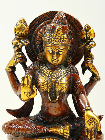 Brassaura® Brass Goddess Lakshmi Statue | Height 7.68 Inches & Weight 1.87 kg